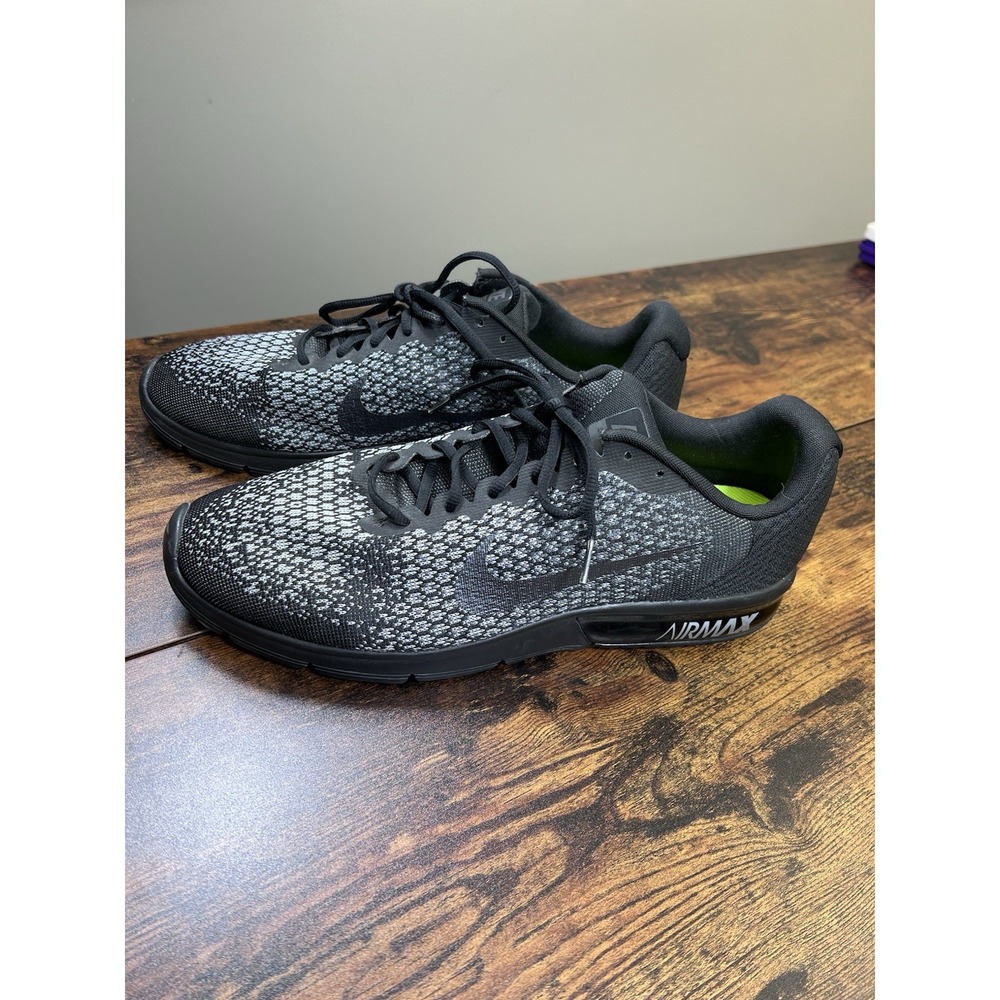 2017 Nike Air Max Sequent 2 Black/Dark Grey/Wolf Grey Running Shoes! Size 15 New